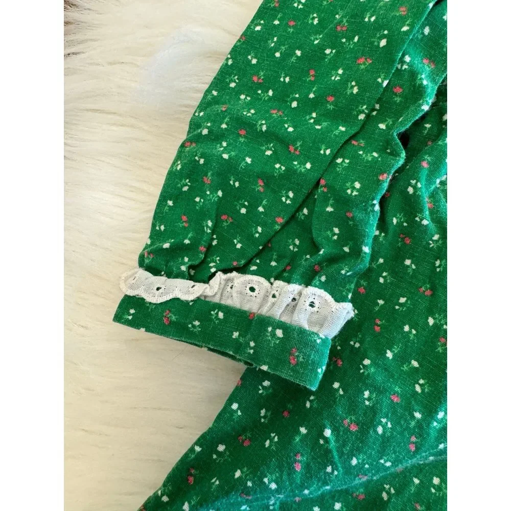 Vintage 12m dress smocked chest green‎ GUC